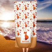 Herfstbladeren en Vos Patroon Aangepaste Naam Strandlaken