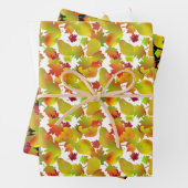 Herfstbladeren en vruchteninpakpapier inpakpapier vel (In situ)