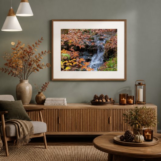 Herfstbladeren en Waterval Foto Poster