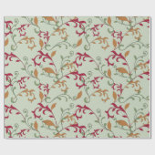 Herfstbladeren en wervelingen patroon cadeaupapier (Vlak)