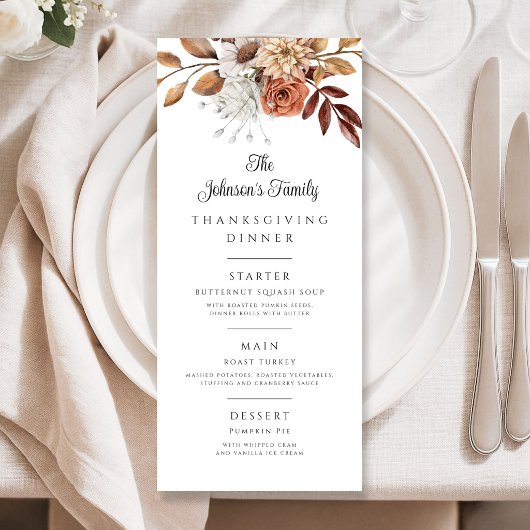 Herfstbladeren Familiedanketdiner Menu