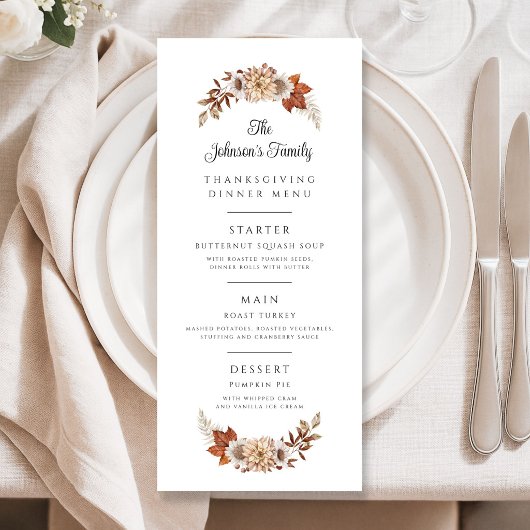 Herfstbladeren Familiedanketdiner Menu