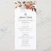 Herfstbladeren Familiedanketdiner Menu (Voorkant)