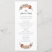 Herfstbladeren Familiedanketdiner Menu (Voorkant)
