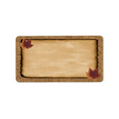 Herfstbladeren, FAUX burlap blanco adreslabel Etiket (Voorkant)