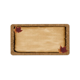 Herfstbladeren, FAUX burlap blanco adreslabel Etiket