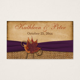 Herfstbladeren FAUX Burlap bruiloft gunst Label Visitekaartje