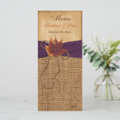 Herfstbladeren, FAUX Burlap Bruiloft Menu Kaart (Staand voorkant)