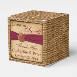 Herfstbladeren, FAUX Burlap Favor Box - Rood Bedankdoosjes