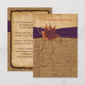 Herfstbladeren, FAUX Burlap Huwelijkssluiting Kaar Informatiekaartje (Voorkant / Achterkant)