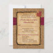 Herfstbladeren, FAUX Burlap RSVP-kaart 3 RSVP Kaartje (Achterkant)