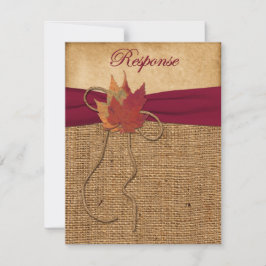 Herfstbladeren, FAUX Burlap RSVP-kaart 3 RSVP Kaartje