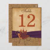 Herfstbladeren, FAUX Burlap Tafelnummer Post Kaart (Voorkant / Achterkant)