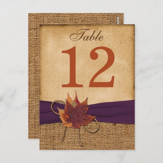 Herfstbladeren, FAUX Burlap Tafelnummer Post Kaart (Voorkant / Achterkant)