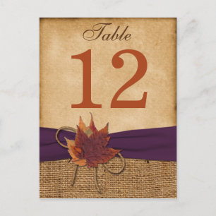 Herfstbladeren, FAUX Burlap Tafelnummer Post Kaart