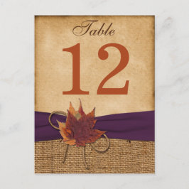 Herfstbladeren, FAUX Burlap Tafelnummer Post Kaart