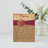Herfstbladeren, FAUX Jute Antwoordkaart 3 RSVP Kaartje (Staand voorkant)