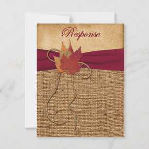 Herfstbladeren, FAUX Jute Antwoordkaart 3 RSVP Kaartje