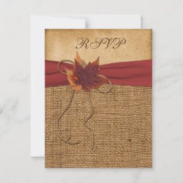 Herfstbladeren, FAUX Jute Antwoordkaart RSVP Kaartje