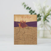 Herfstbladeren, FAUX Jute Stof RSVP Kaart (Staand voorkant)