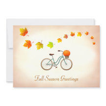 Herfstbladeren & fiets met pompoen groeten