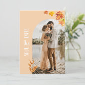 Herfstbladeren, Foto, Minimalistisch Bewaar de Dat Kaart (Staand voorkant)