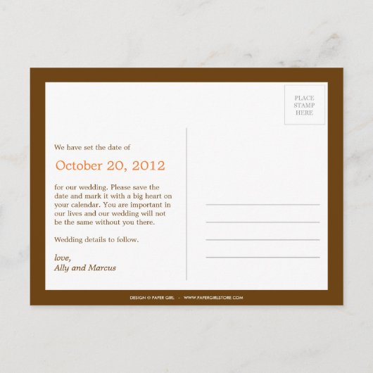 Herfstbladeren Foto Opslaan van de datum Briefkaar Aankondigingskaart (Achterkant)