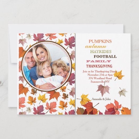 Herfstbladeren Foto Uitnodiging (Voorkant)