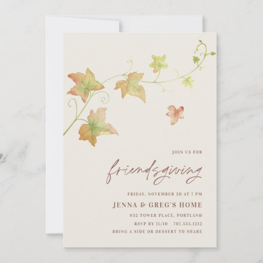 Herfstbladeren Friendsgiving-diner Kaart (Voorkant)
