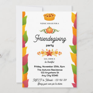 Herfstbladeren Friendsgiving uitnodiging