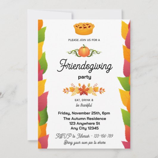 Herfstbladeren Friendsgiving uitnodiging (Voorkant)