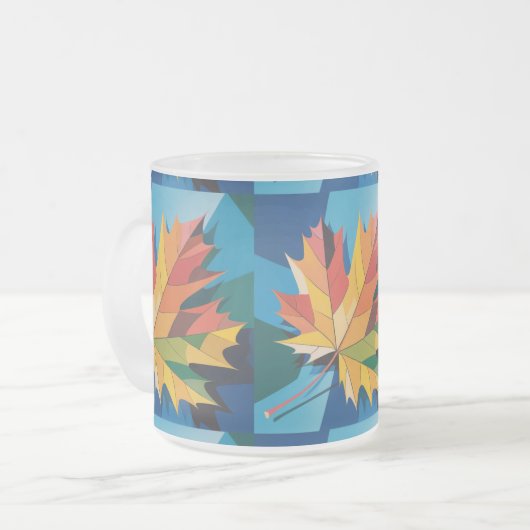 Herfstbladeren Frosted Glass Mok (Voorkant links)