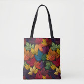 Herfstbladeren geborduurd patroon tote bag (Voorkant)