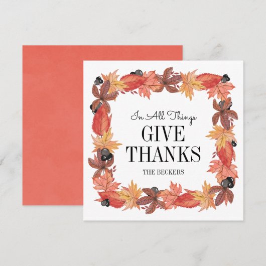 Herfstbladeren Geef Dank Thanksgiving Kaart (Voorkant / Achterkant)