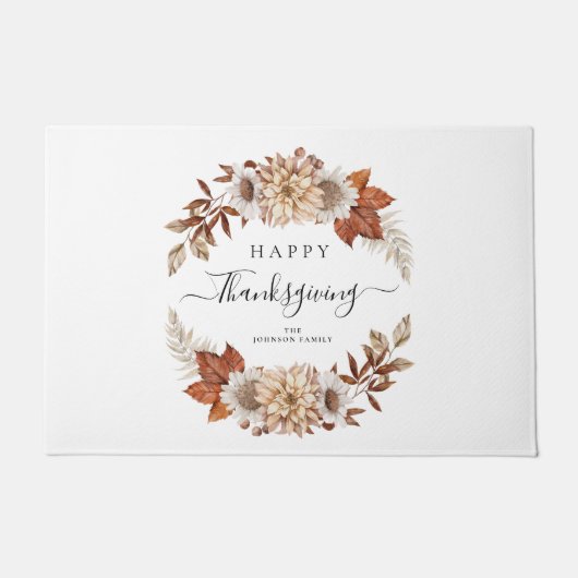 Herfstbladeren Gelukkig Thanksgiving  Deurmat (Voorkant)