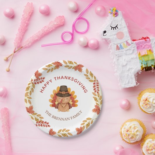 herfstbladeren gelukkig Thanksgiving Dinner Gobble Papieren Bordje (Feest)