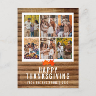 Herfstbladeren Gelukkig Thanksgiving Multi Foto Feestdagenkaart