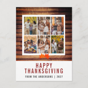 Herfstbladeren Gelukkig Thanksgiving Multi Foto Feestdagenkaart