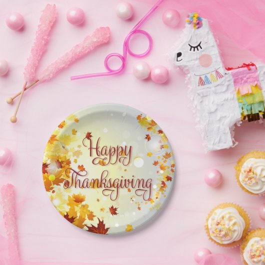 Herfstbladeren Gelukkige Thanksgiving Papieren Bor Papieren Bordje (Feest)