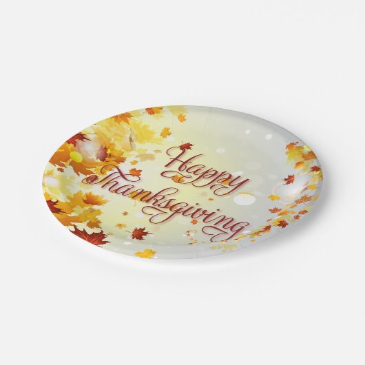 Herfstbladeren Gelukkige Thanksgiving Papieren Bor Papieren Bordje (Gekanteld)