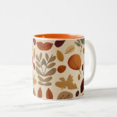 Herfstbladeren gepatenteerde achtergrond tweekleurige koffiemok (Voorkant rechts)