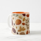 Herfstbladeren gepatenteerde achtergrond tweekleurige koffiemok (Voorkant links)