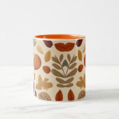 Herfstbladeren gepatenteerde achtergrond tweekleurige koffiemok (Center)