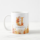 Herfstbladeren Gepersonaliseerd Monogram Initiaal Koffiemok (Links)