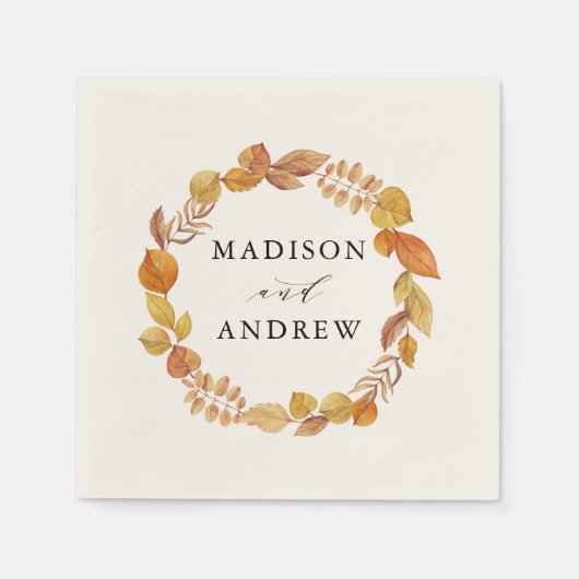 Herfstbladeren | Gepersonaliseerde bruiloft Servet (Voorkant)