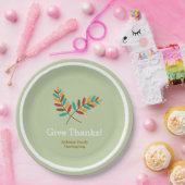 Herfstbladeren geven Bedankt, gepersonaliseerde Th Papieren Bordje (Feest)