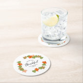 Herfstbladeren Gezegend en Dankbaar Ronde Kartonnen Onderzetter (Insitu)