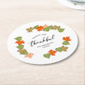 Herfstbladeren Gezegend en Dankbaar Ronde Kartonnen Onderzetter (Gebogen)