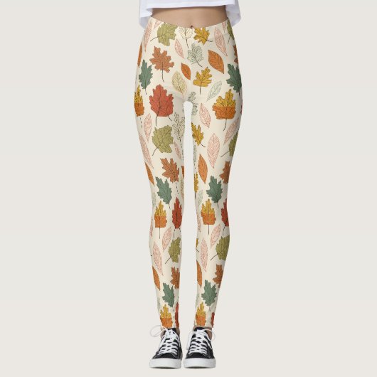 Herfstbladeren - Gezellig herfstpatroon Leggings (Voorkant)