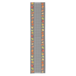 Herfstbladeren & Gingham Korte Tafelloper